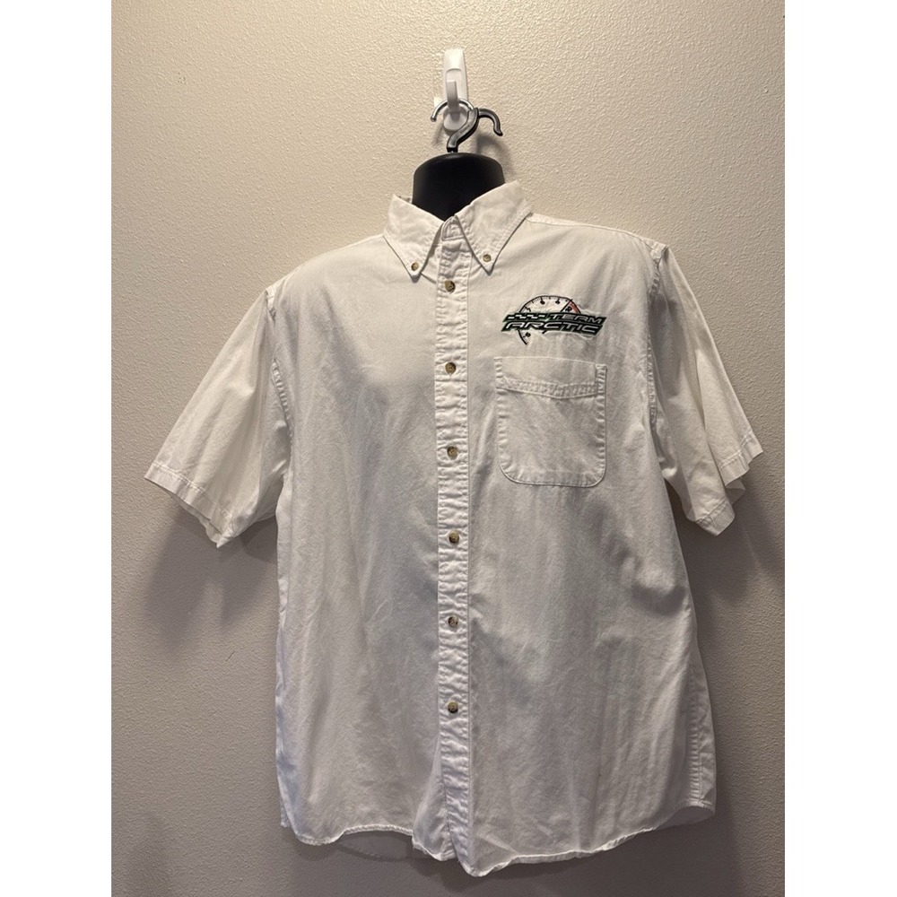 Arctic Cat Shirt Men's L Mechanic‎ Garage Workwear Button Up Short Sleeve White